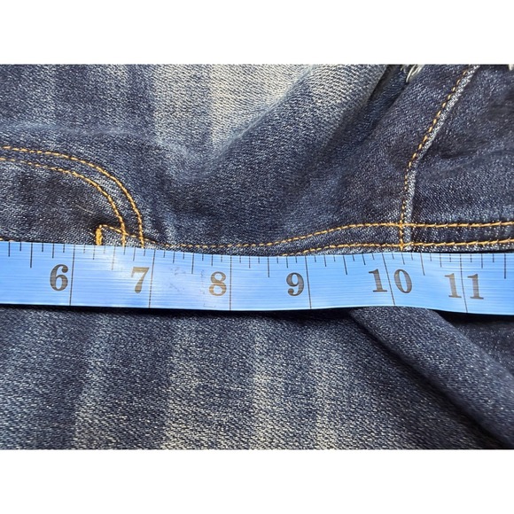 Risen Jeans Womens High Rise Distressed Raw Hem Denim Shorts Dark Wash S - Picture 10 of 10